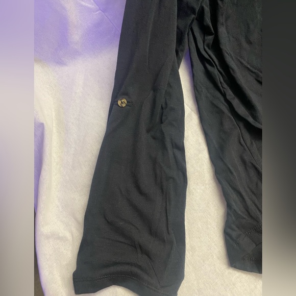 Ladies black button up with tie, folding sleeve with button, NWT, multiple sizes - Picture 3 of 4